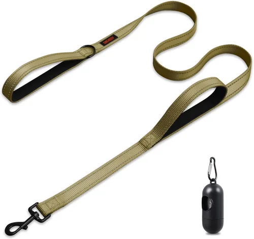 Vista 13 de Correa resistente para perros con 2 asas - Correa reflectante anti-tracción de 6 pies para perros grandes, asa acolchada de tráfico para control
