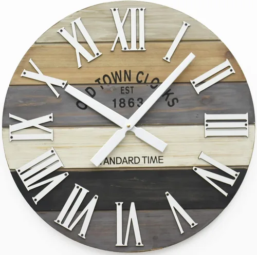 Vista 8 de Reloj de pared de madera multicolor de 18.0 in, playa costera marítima (azul, 18 pulgadas)
