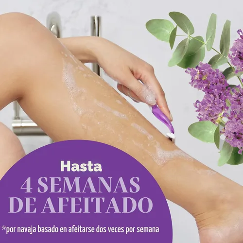 Vista 8 de BIC Soleil 4 Escape - Maquinillas de afeitar desechables para mujer con 4 cuchillas, afeitado cómodo, mango perfumado lavanda y eucalipto