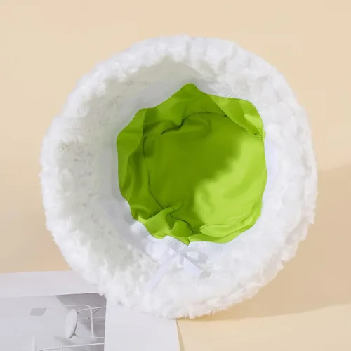 Vista 3 de Lindo sombrero de pescador con orejas de oveja para mujer, grueso, cálido, protección de las orejas, sombrero de pescador, sombrero de felpa peluda