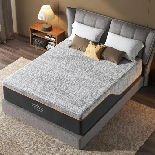 Vista 7 de Colchón negro matrimonial, colchón híbrido de 10 pulgadas tamaño matrimonial, firmeza media con espuma viscoelástica y resortes en bolsillo, funda
