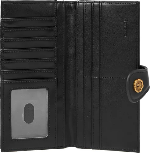 Vista 7 de cakang Billetera para mujer, compacta y delgada, plegable, con bloqueo RFID, de cuero, tarjetero con cremallera, 1-negro, Cartera delgada para mujer