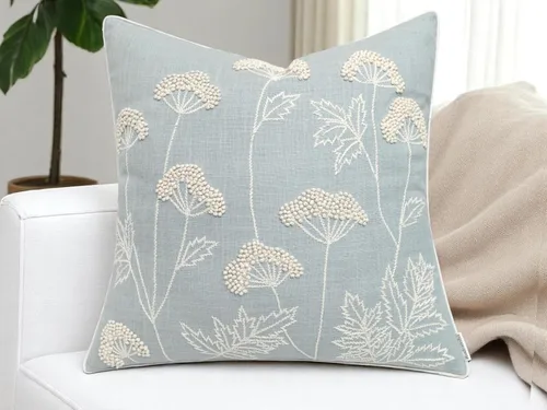 Vista 10 de Rudransha Funda de almohada bordada a mano con flores silvestres, 18 x 18 pulgadas, algodón marfil, floreciente