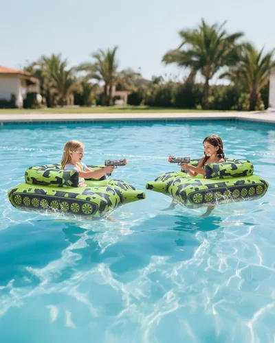 Vista 6 de Automatic Electric Water Gun with Pool Floats,Funny Inflatable Tank Pool Floaties for Pool Party,with Powerful Squirt Guns for Boys Girls Kids