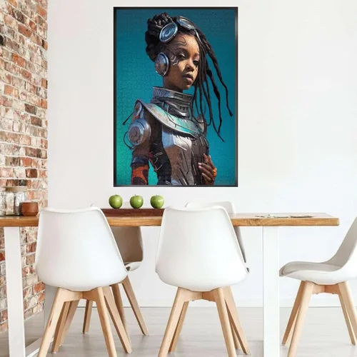 Vista 7 de Rompecabezas para adultos y familia, rompecabezas de 1000 piezas, mujer africana, soy afroamericana, formación de flores de madera
