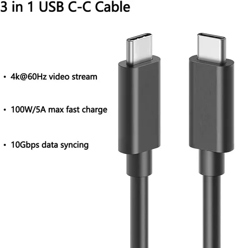 Vista 2 de Akingdleo Cable de monitor externo portátil, USB 3.1 USB 3.1 USB C 100 W de carga rápida, salida de video de 4K a 60 Hz, compatible con ASUS