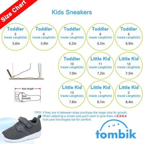 Vista 6 de tombik Zapatos para niños, tenis ligeros para niños y niñas, tenis transpirables para jugar activo, diversión en el patio de recreo, escuela