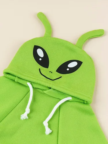 Vista 4 de QWINEE Sudadera con capucha para perro de alienígena, abrigo cálido para cachorros, sudadera para Navidad, Halloween, disfraz de perro, ropa