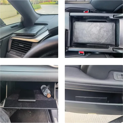 Vista 6 de UYYE Soporte para registro y seguro de auto – Organizador de guantera de piel sintética para vehículos, estuche para accesorios interiores de Negro