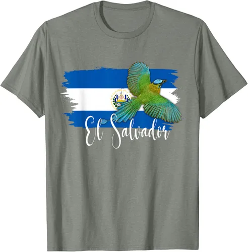 Vista 34 de Camiseta con la bandera de El Salvador, mapa de El Salvador, camiseta de Salvador para mujer, Negro