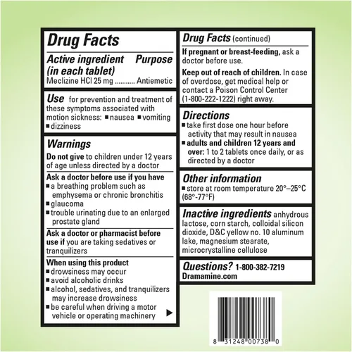 Vista 7 de Dramamine Náuseas de larga duración, alivio de las náuseas, 10 unidades (paquete de 2) Soporte antináuseas con Meclizine, alivio rápido