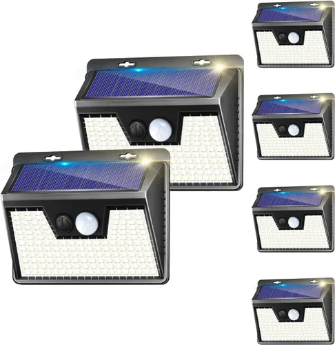 Vista 14 de Luces solares para exteriores, paquete de 1 unidad, 140 LED/3 modos de sensor de movimiento, luces para exteriores, alimentadas por energía solar