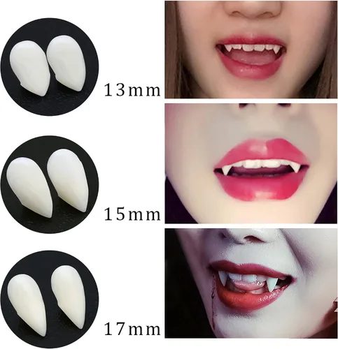Vista 3 de 9 piezas de Halloween de dientes de vampiro colmillos góticos gargantillas pulseras accesorios de cosplay para mujer, Resina
