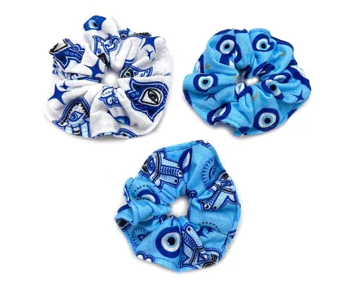 Vista 2 de Coletero elástico de algodón suave con diseño de mano Hamsa de mal de ojo, regalos hechos a mano para mujer, accesorios bohemios (Hamsa/turquesa)