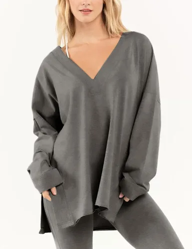 Vista 2 de Lentta Women's Two Piece Outfits Oversized V Neck T-Shirts Hot Shot Matching Set Reversible Set