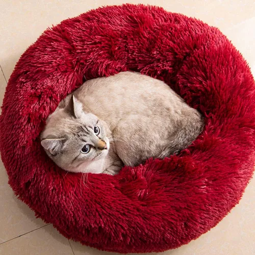Vista 11 de Camas para gatos de interior – Cama para gatos lavable de 20/24 pulgadas, camas para perros pequeños y medianos, antiansiedad, cama redonda de felpa