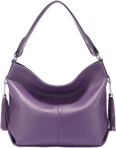Vista 55 de Moda suave cuero genuino borla mujer bolso señoras hombro mensajero hobo bolso