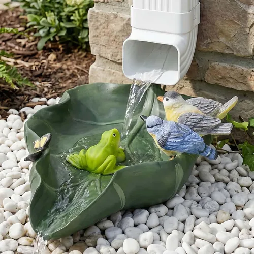 Vista 11 de Divertida escultura de gnomo desviador de canalón, desviador extensor de canalón de resina ecológica, extensión de canalón Koi Decor Downspout