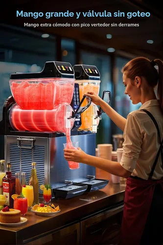 Vista 7 de 30L Commercial Slushie Machine, 2-Tank Frozen Drink Maker for Margarita Daiquiri Wine Frappe, 8 Gal LED Stand-up Slush Dispenser, Bar Restaurant