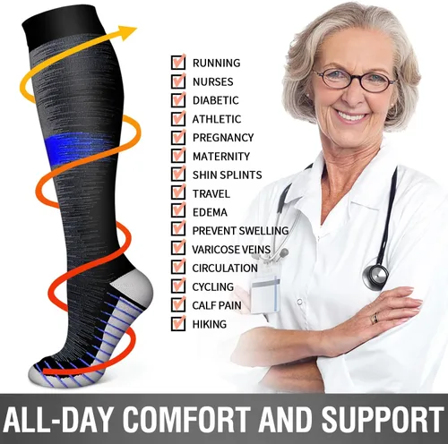 Vista 191 de Bluemaple 6 Pack Copper Compression Socks for Women and Men Circulation-Best Support for Medical, Running,Nursing,Athletic