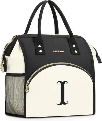 Vista 17 de Bolsa de almuerzo personalizada para mujer, elegante, reutilizable, aislada, con iniciales, para amiga, grande, de apertura ancha, resistente al