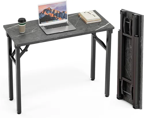 Vista 33 de TEMI Mesa de Computadora Pequeña Mesa Plegable - Escritorio de Oficina Plegable de 35.8", Sin Ensamblaje, Perfecto para Espacios Pequeños