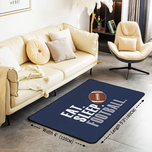 Vista 3 de Alfombra de rugby de 4 x 5 pies para sala de estar, para dormitorio, niños, niñas, mujeres, hombres, azul, para comer dormir, fútbol, decoración