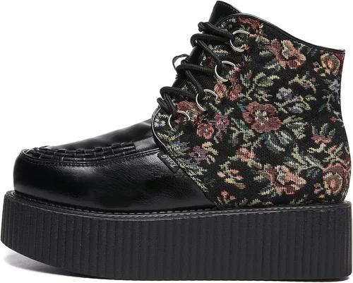 Vista 2 de RoseG Women's High Top Suede Lace Up Flat Platform Creepers Shoes Boots