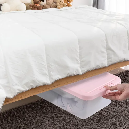 Vista 5 de Rosebloom - Caja de almacenamiento de plástico de 14 cuartos de galón, contenedor de almacenamiento con tapa rosa, 2 paquetes