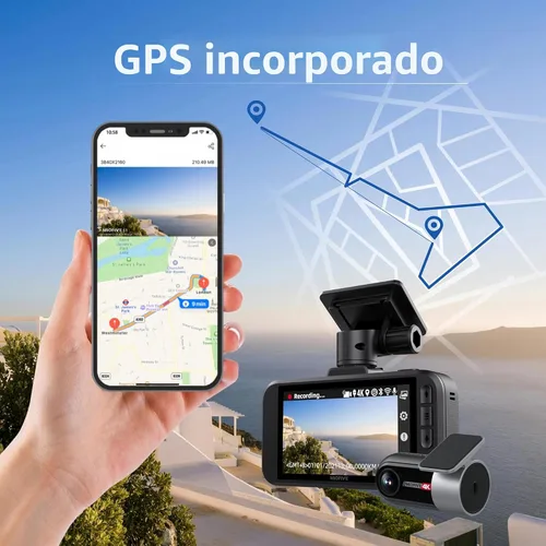 Vista 5 de Miofive Dash Cam - Cámara delantera y trasera para automóvil, 4K+4K, WiFi, Bluetooth, con tarjeta SD de 64 GB, cámara dual para auto con monitoreo