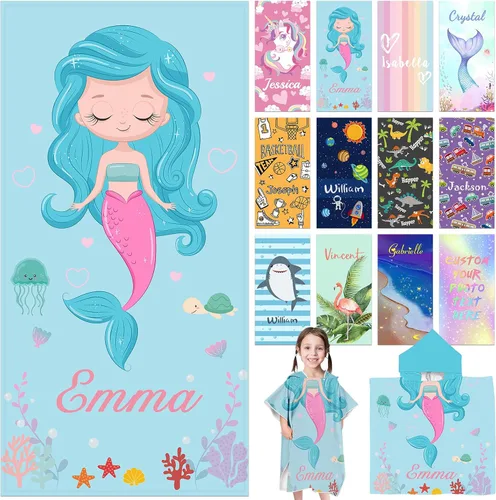 Vista 16 de Toallas de playa personalizadas para niños, toallas de playa personalizadas con nombres, regalos personalizados para niños pequeños, niñas