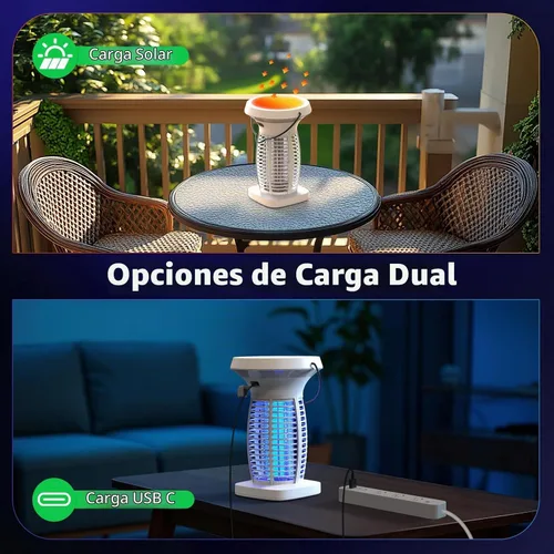 Vista 3 de OnBeam Solar Bug Zapper Outdoor, 4200V Electric Mosquito Killer for Patio Blanco luminoso