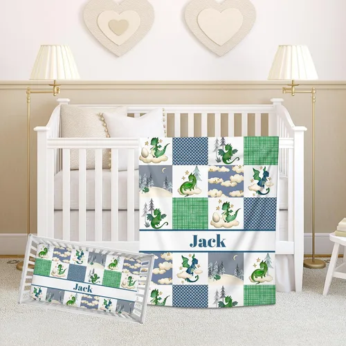 Vista 7 de Juego de ropa de cama personalizado para cuna de bebé para niñas, juego de ropa de cama personalizada para cuna con nombre, ropa de cama colorida