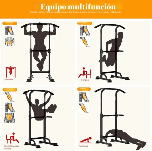 Vista 8 de SogesPower Power Tower Estación de Fondos Barra de Dominadas para Gimnasio en Casa con Altura Ajustable Equipo de Entrenamiento de Fuerza, Estación