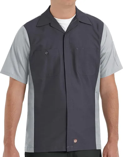 Vista 13 de Red Kap Camisa de Cuello Redondo de Manga Corta de Dos Tonos Carbón/azul (Charcoal/Royal Blue)