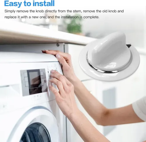 Vista 7 de Paquete de 2 pomos de temporizador WE1M654 para secadora con anillo de metal reforzado AP3995098 WE01M0443 Reemplazo para Hotpoint: HTDX100ED4WW