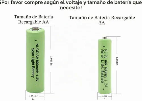 Vista 7 de QBLPOWER Ni-CD AA 800mAh 1.2V batería recargable para luces solares al aire libre lámpara jardín patio césped (8 piezas)