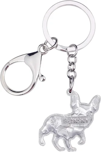 Vista 5 de Llaveros de aleación esmaltada para perro Bulldog Francés, llavero de coche, joyería para mascotas, regalos para mujeres y niñas