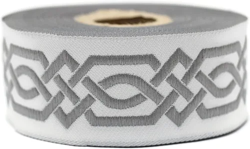 Vista 24 de Carrete de 10.9 yardas 0.79 pulgadas de ancho azul celta Claddagh bordado Jacquard Ribbon 20272