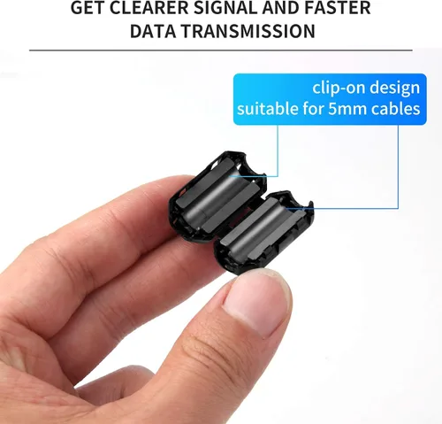 Vista 4 de Núcleo de anillo de ferrita negro RFI EMI cable supresor de ruido Clip-20Pcs