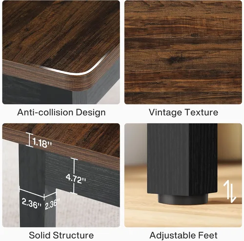 Vista 7 de Tribesigns Juego de Mesa de Cocina de Granja para 4-6, Mesa de Comedor de Madera de 55 Pulgadas con 2 Bancos, Juego de Comedor de 3 Piezas