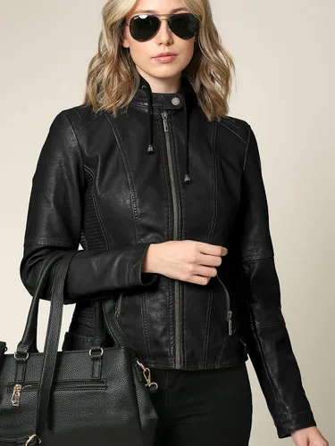 Vista 7 de Lock and Love - Chaqueta de motociclista de piel sintética con capucha desmontable, para mujer