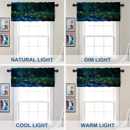 Vista 39 de Batmerry American Flag Ink Dot Blackout Tier Curtains, Red Blue White Stars Abstract Thermal Insulated Half Curtain Rod Pocket Small Valance for