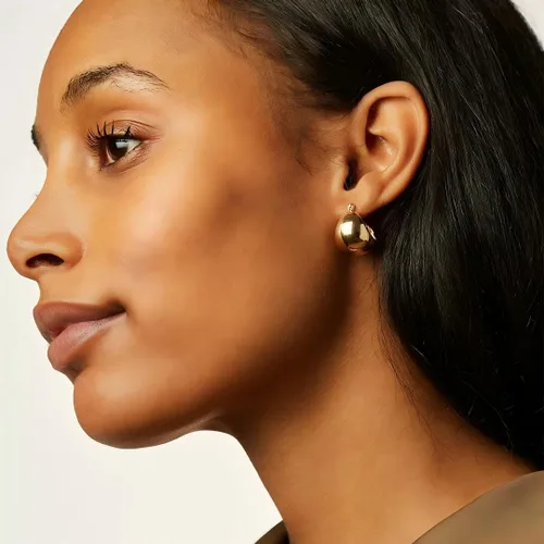 Vista 109 de Aretes de aro gruesos de oro para mujer, chapados en oro de 14 quilates, aretes de aro triple, hipoalergénicos, a la moda, aretes de aro gruesos