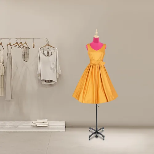 Vista 2 de Torso de maniquí de forma de vestido femenino, modelo de cuerpo ajustable de 51 a 75 pulgadas, modelo de exhibición de ropa con ruedas de 360°