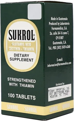 Vista 4 de Sukrol, Ácido Glutámico, Lecitina y Thiamin, Suplemento alimenticio vitamínico que te ayudará mejorar tu salud física y mental, Ayuda a mejorar tu