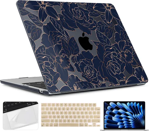 Vista 21 de TWOLSKOO Funda para MacBook Air de 15 pulgadas 2025 2024 2023 Release M4 A3241 M3 A3114 M2 A2941, carcasa rígida de plástico, protector de pantalla