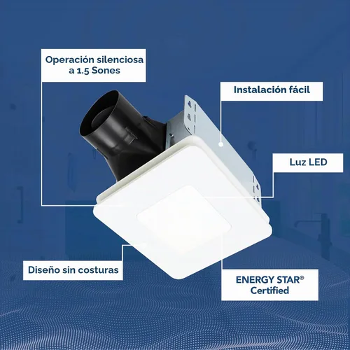 Vista 2 de Broan-NuTone Extractor de baño con luz LED – Fácil reacondicionamiento sin