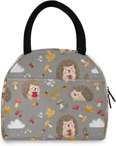 Vista 15 de Bolsa de almuerzo reutilizable con diseño de panal de abeja vintage, con bolsillo frontal, cierre de cremallera, bolsa térmica térmica