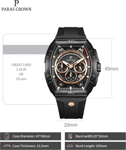 Vista 3 de Paras Crown - Reloj militar para hombre, movimiento japonés, impermeable, deportivo